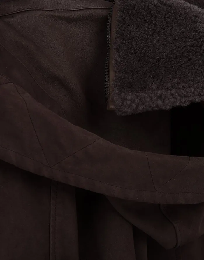 717F1 Raso Gommato Double Ghost Piece Hooded Cape In Dark BrownJackets Dark Brown Mens Stone Island Coats and Jackets