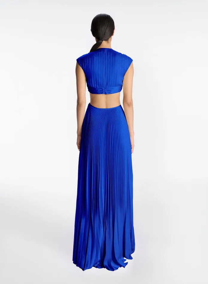 ALC Dresses Alejandra Satin Pleated Dress Cyan 8211 Women
