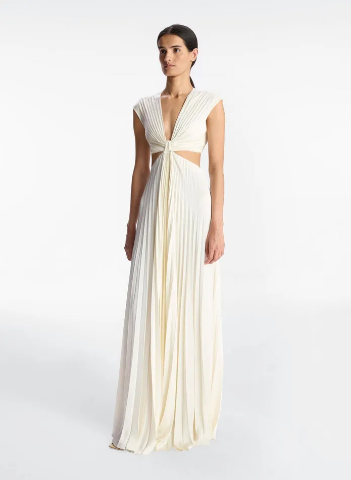 ALC Dresses Alejandra Satin Pleated Dress Whisper White 8211 Women