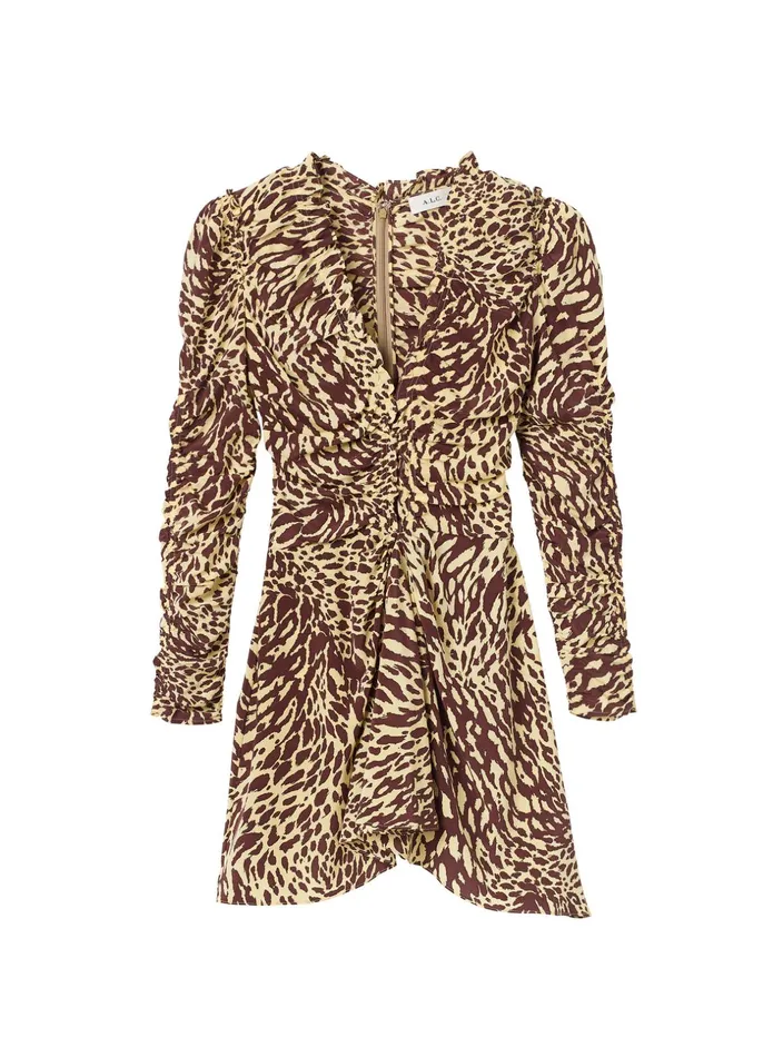 ALC Dresses Marcie Silk Mini Dress Golden Hazechocolate Plum 8211 Women