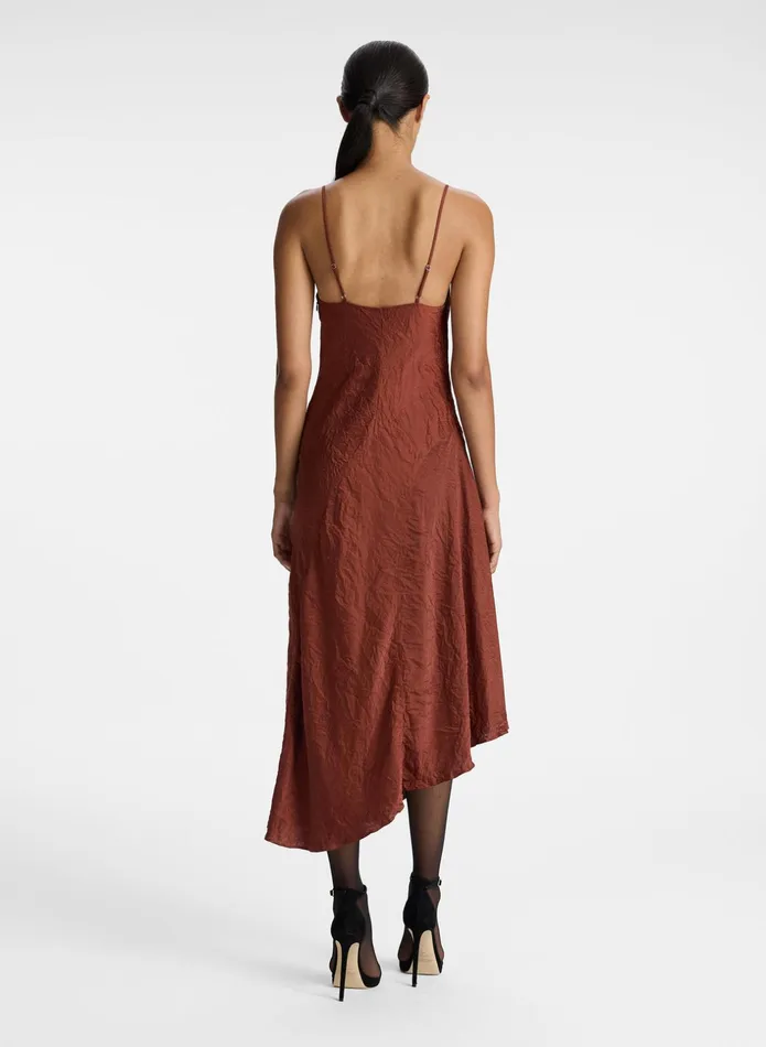 ALC Dresses Pixie Crinkle Satin Dress Burnt Umber 8211 Women