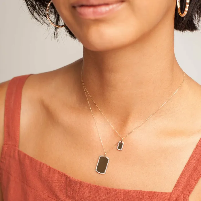 Adina Reyter Fine Chains and Pendants Pav Dog Tag Necklace 8211 Necklaces