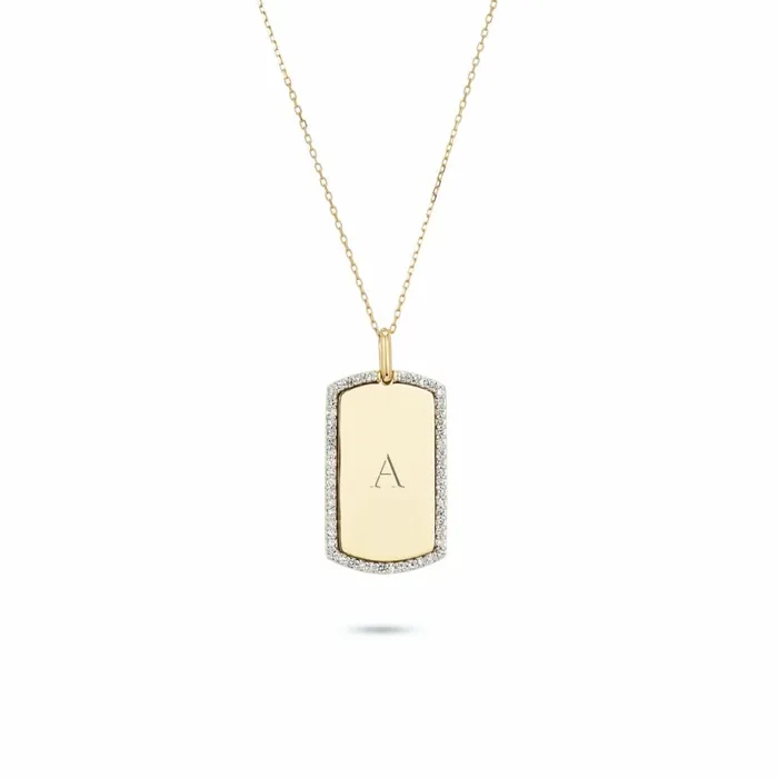 Adina Reyter Fine Chains and Pendants Pav Dog Tag Necklace 8211 Necklaces