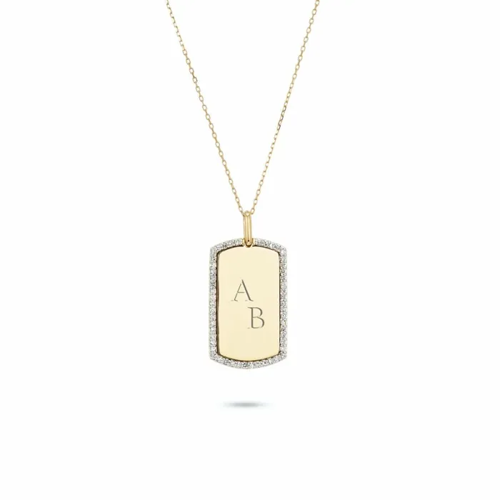 Adina Reyter Fine Chains and Pendants Pav Dog Tag Necklace 8211 Necklaces