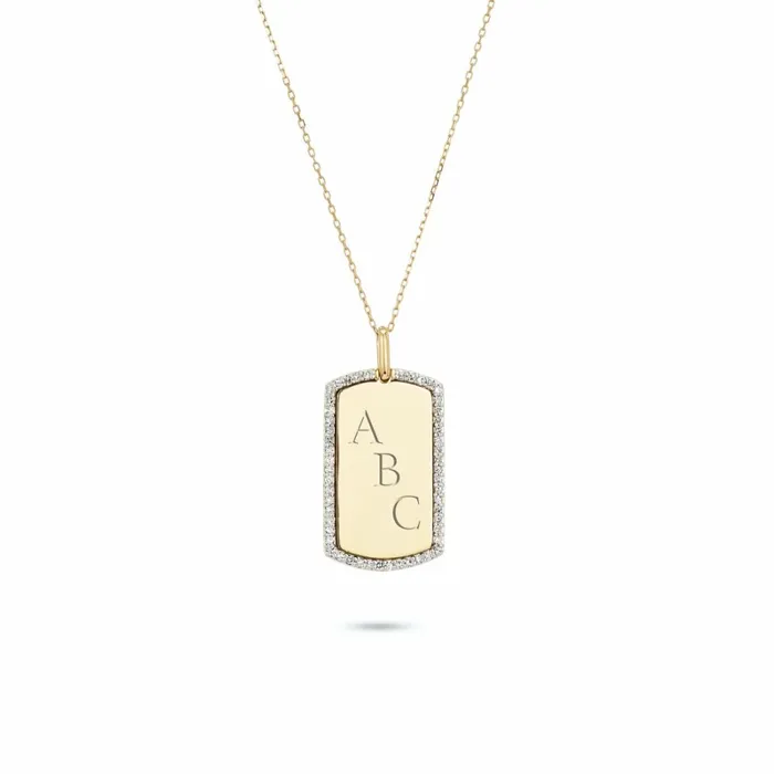 Adina Reyter Fine Chains and Pendants Pav Dog Tag Necklace 8211 Necklaces