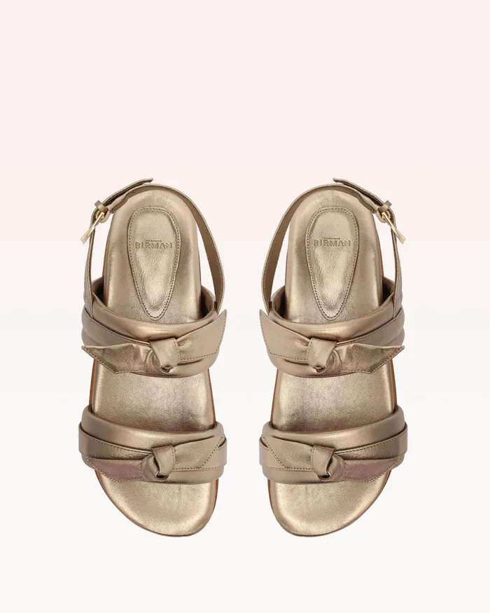 Alexandre Birman Soft Clarita Sport Sandal 8211 Gold Flat Sandals 8211 Luxury Comfortable Sandals Luna Women Alexandre Birman Flats