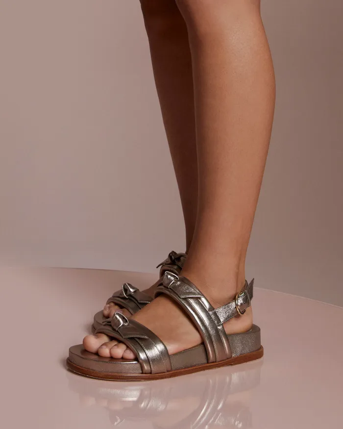 Alexandre Birman Soft Clarita Sport Sandal 8211 Gold Flat Sandals 8211 Luxury Comfortable Sandals Luna Women Alexandre Birman Flats