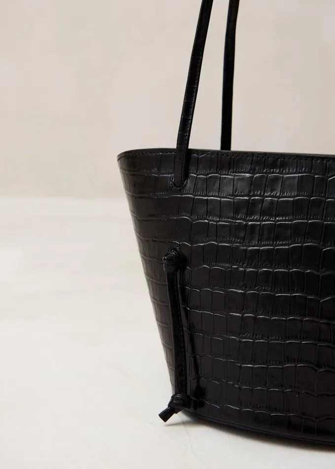 ALOHAS Bags Women The Tangle 8211 Black Croc Leather Shoulder Bag