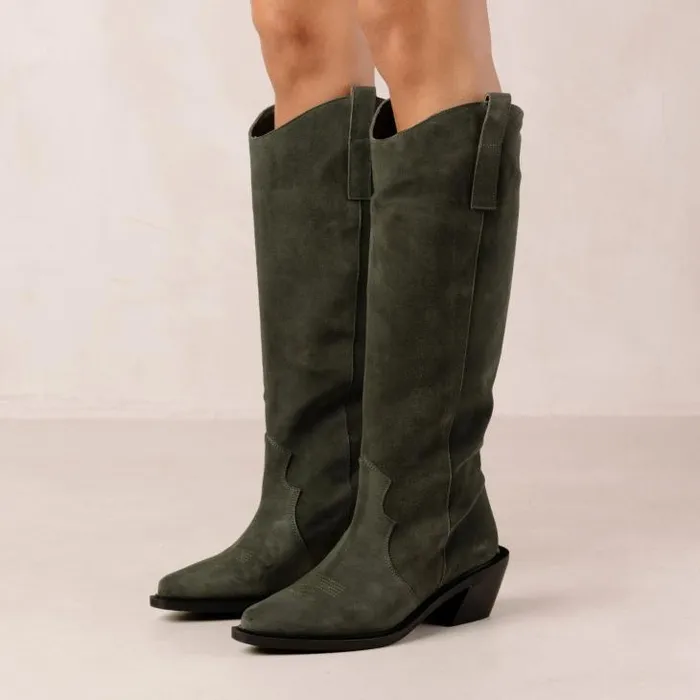 ALOHAS Boots Women Mount 8211 Green Suede Boots