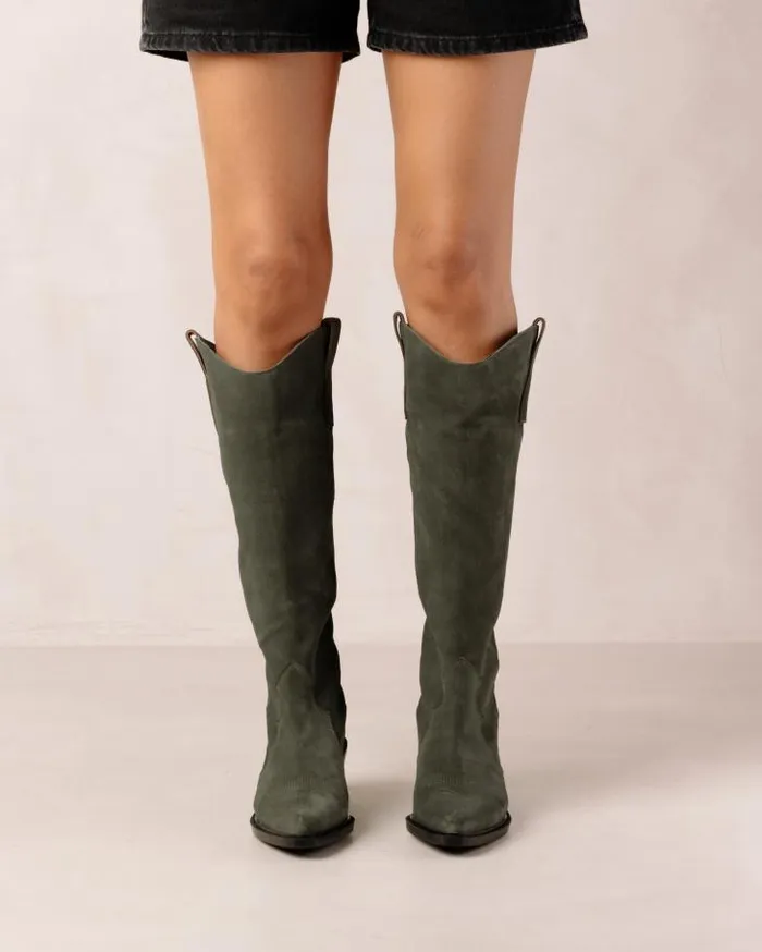 ALOHAS Boots Women Mount 8211 Green Suede Boots