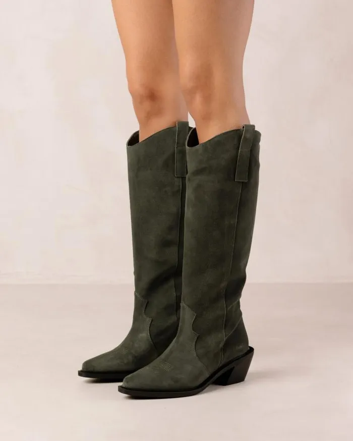 ALOHAS Boots Women Mount 8211 Green Suede Boots