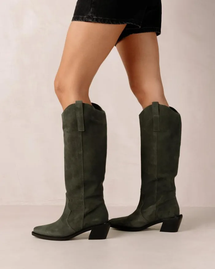 ALOHAS Boots Women Mount 8211 Green Suede Boots