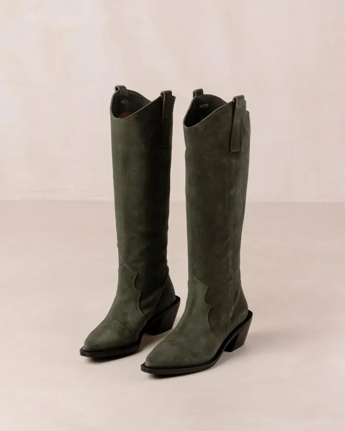 ALOHAS Boots Women Mount 8211 Green Suede Boots