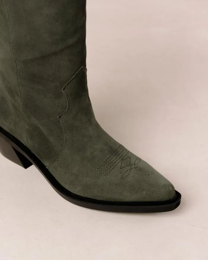 ALOHAS Boots Women Mount 8211 Green Suede Boots