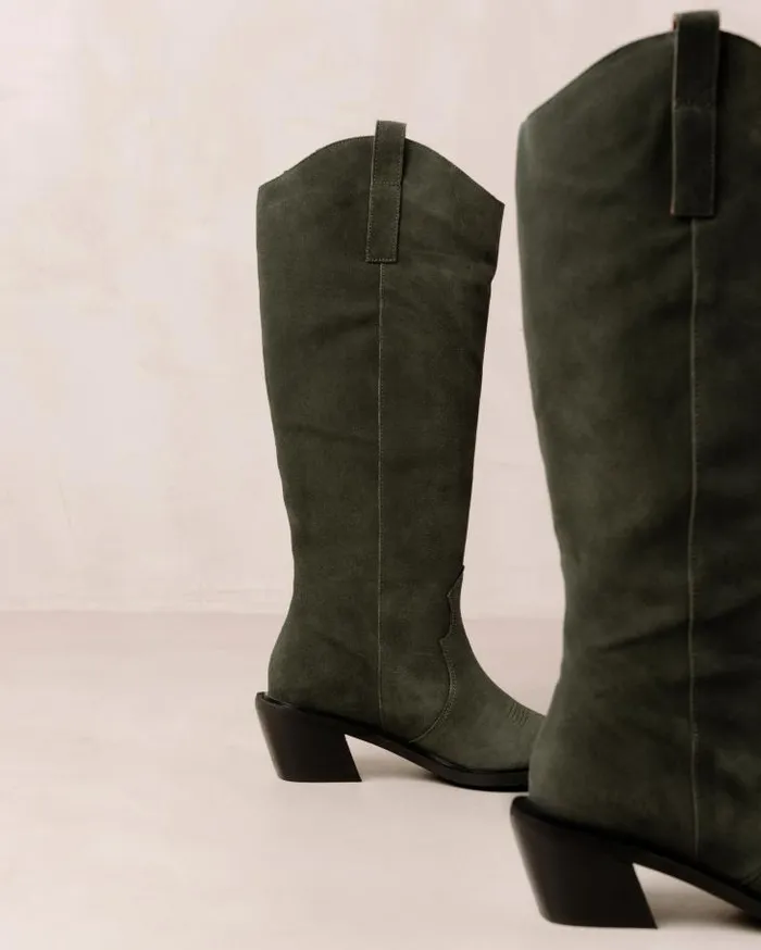 ALOHAS Boots Women Mount 8211 Green Suede Boots