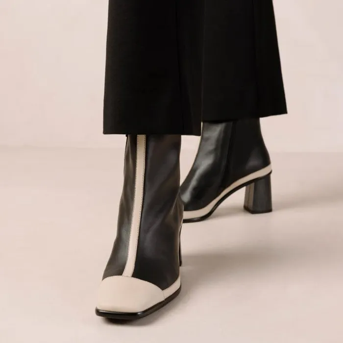 ALOHAS Boots Women West Retro 8211 Black And Cream Leather Boots