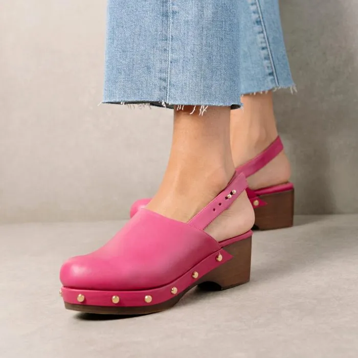 ALOHAS Clogs Women Vinyl 8211 Pink Leather Clogs