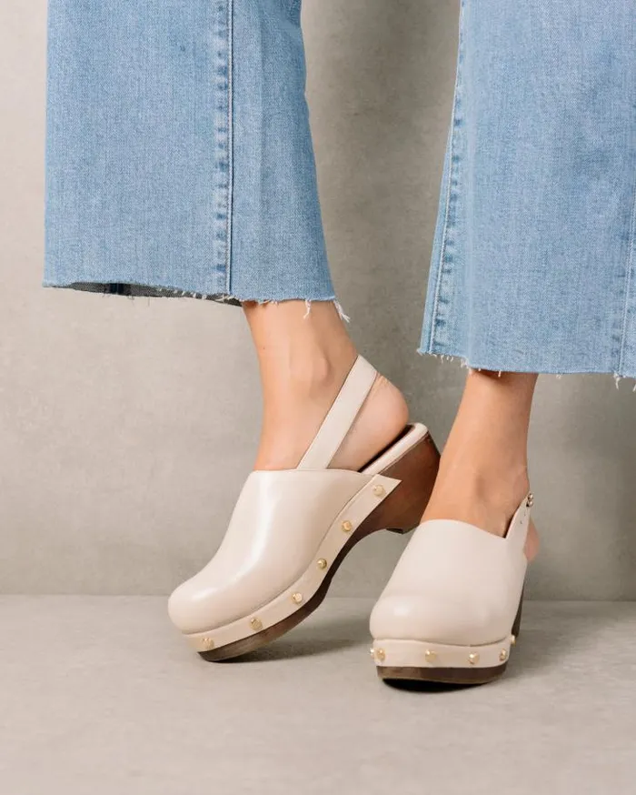 ALOHAS Clogs Women Vinyl 8211 White Leather Clogs