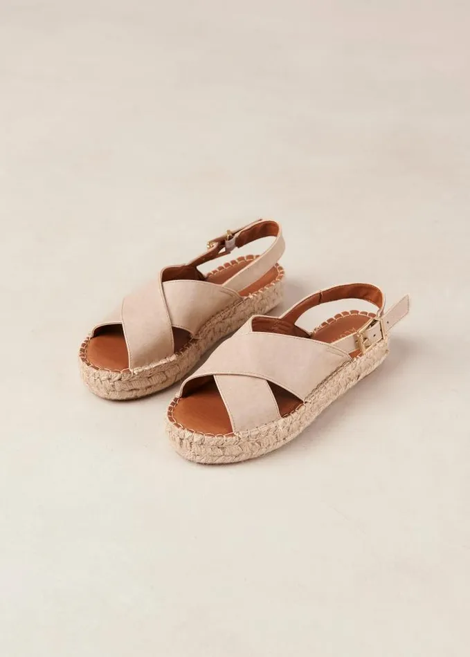 ALOHAS Espadrilles Women Crossed 8211 Cream Vegan Leather Espadrilles