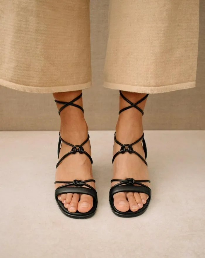 ALOHAS Heels Women Sophie 8211 Black Vegan Leather Sandals