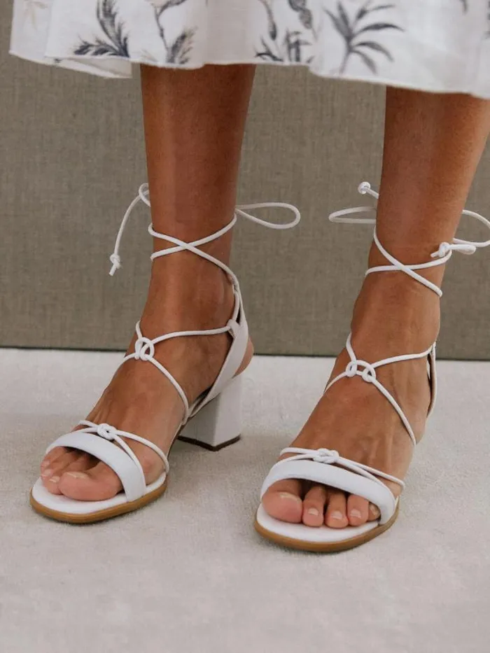 ALOHAS Heels Women Sophie 8211 White Vegan Leather Sandals