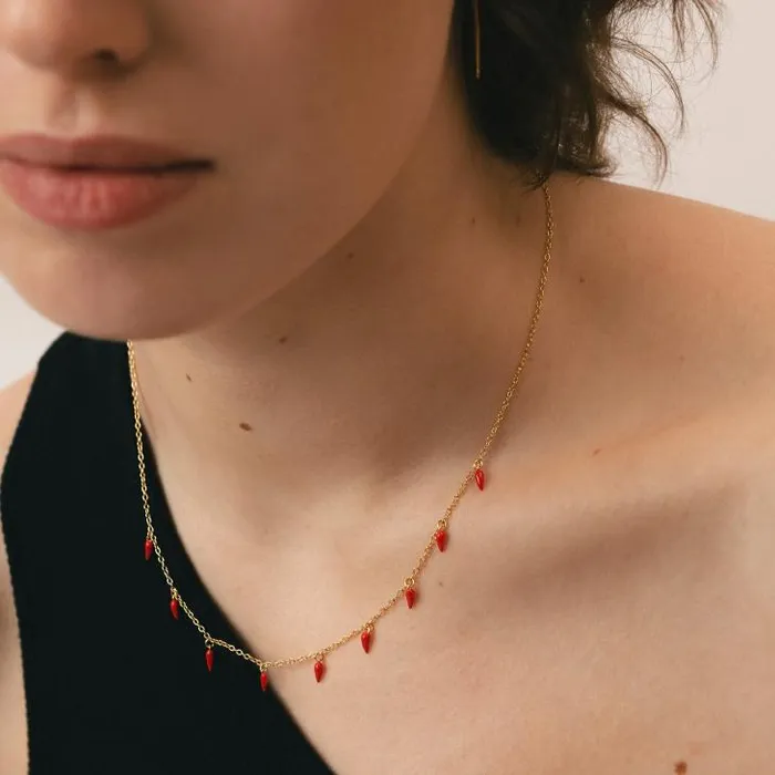 ALOHAS Jewelry Women Jalapeno 8211 Gold And Red Necklace