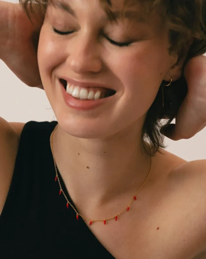 ALOHAS Jewelry Women Jalapeno 8211 Gold And Red Necklace