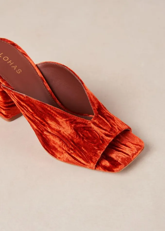 ALOHAS Mules Women Frenchie 8211 Orange Velvet Mules