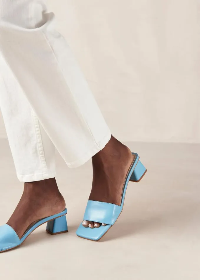 ALOHAS Mules Women Squared 8211 Blue Vegan Leather Sandals