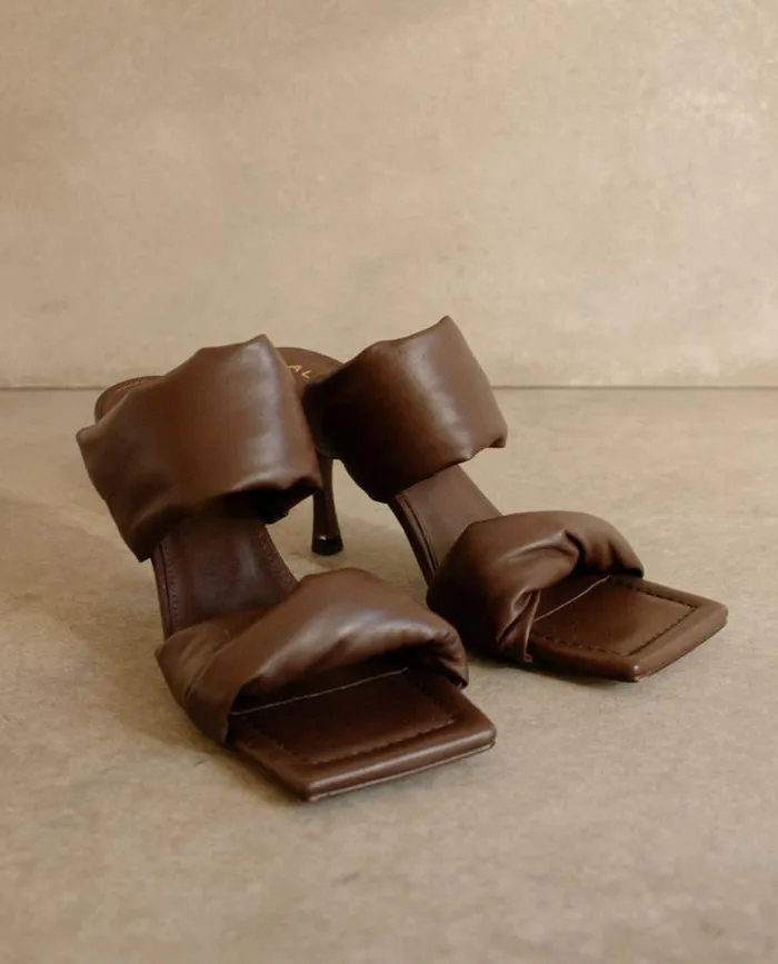 ALOHAS Mules Women Twist Strap 8211 Dark Brown Leather Mules