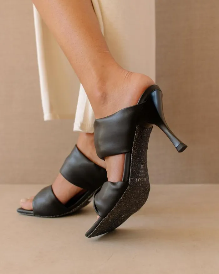 ALOHAS Mules Women Twist Strap Corn 8211 Black Vegan Leather Mules