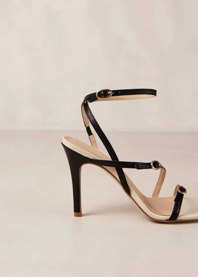ALOHAS Sandals Women Alyssa 8211 Black And Cream Leather Sandals