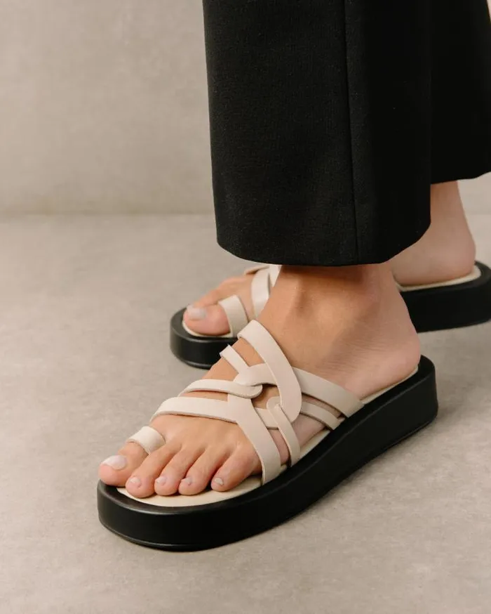 ALOHAS Sandals Women Cool 8211 White Leather Sandals