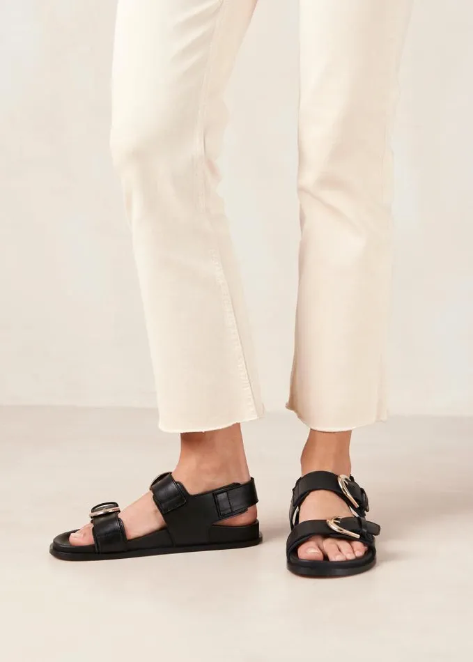 ALOHAS Sandals Women Leone 8211 Black Leather Sandals