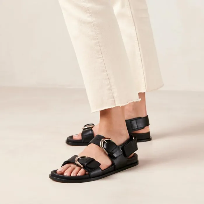 ALOHAS Sandals Women Leone 8211 Black Leather Sandals