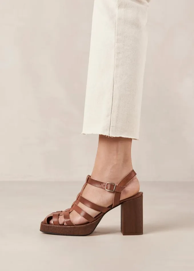 ALOHAS Sandals Women Rollers 8211 Brown Vegan Leather Sandals