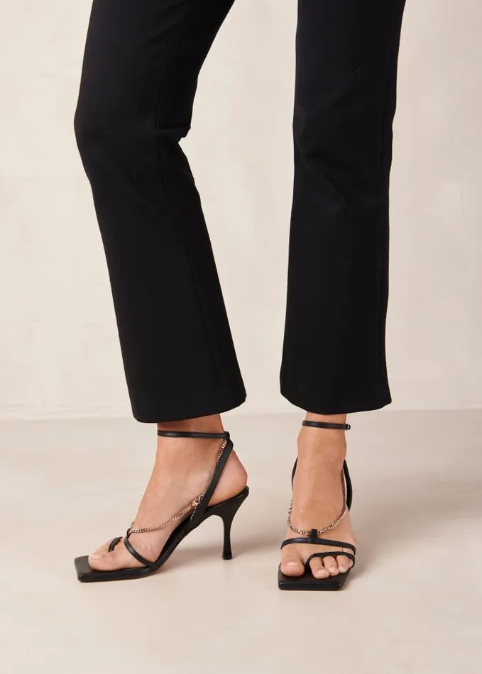 ALOHAS Sandals Women Straps Chain 8211 Black Leather Sandals