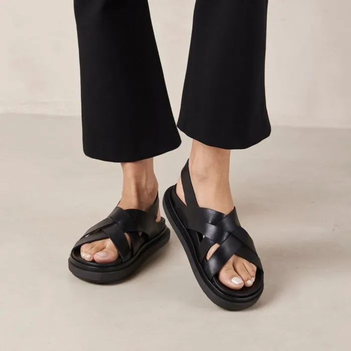 ALOHAS Sandals Women Trunca 8211 Black Leather Sandals