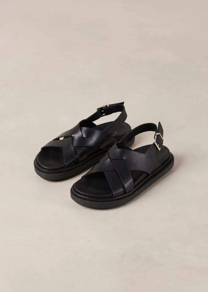 ALOHAS Sandals Women Trunca 8211 Black Leather Sandals