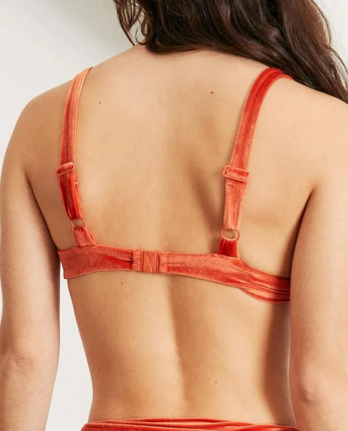 ALOHAS Swimwear Women The Loop 8211 Orange Velvet Bikini Top