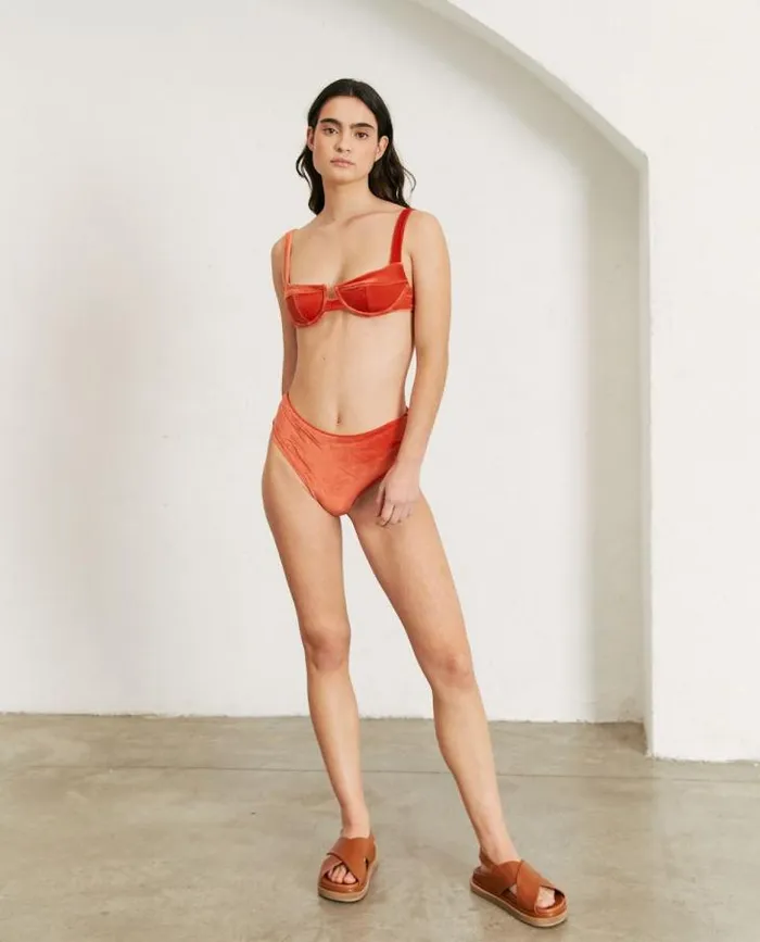 ALOHAS Swimwear Women The Loop 8211 Orange Velvet Bikini Top