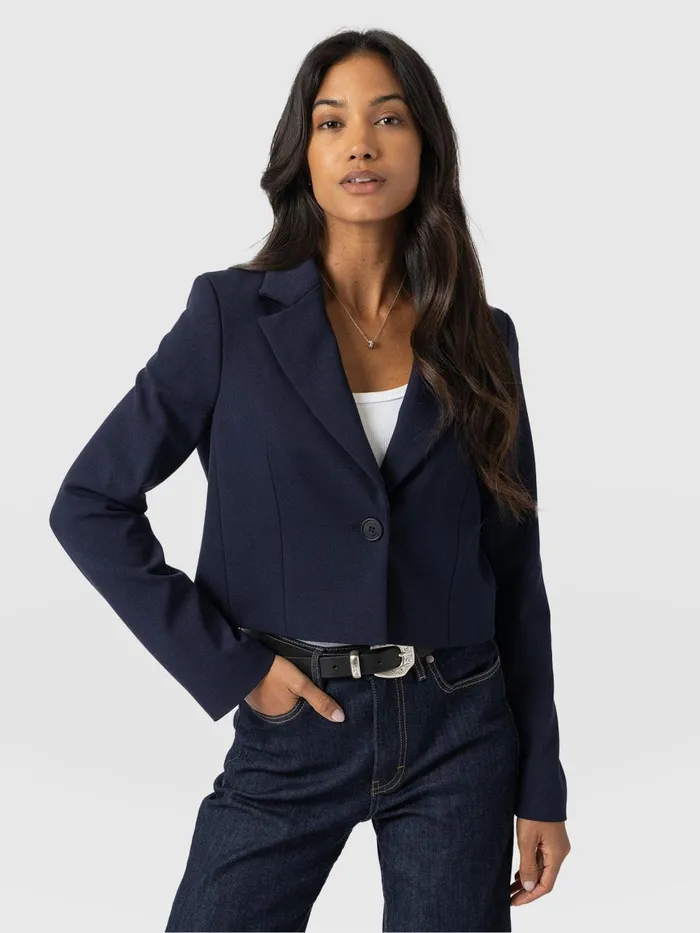 Astrid Cropped Blazer 8211 Navy Navy Women Saint And Sofia Blazers