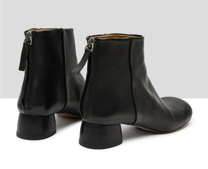 Audley Shoes Low Heel Leather Booties Kath Black Women Medium Heel