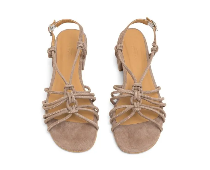 Audley Shoes Low Heel Leather Sandal Jasia Beige Women Medium Heel