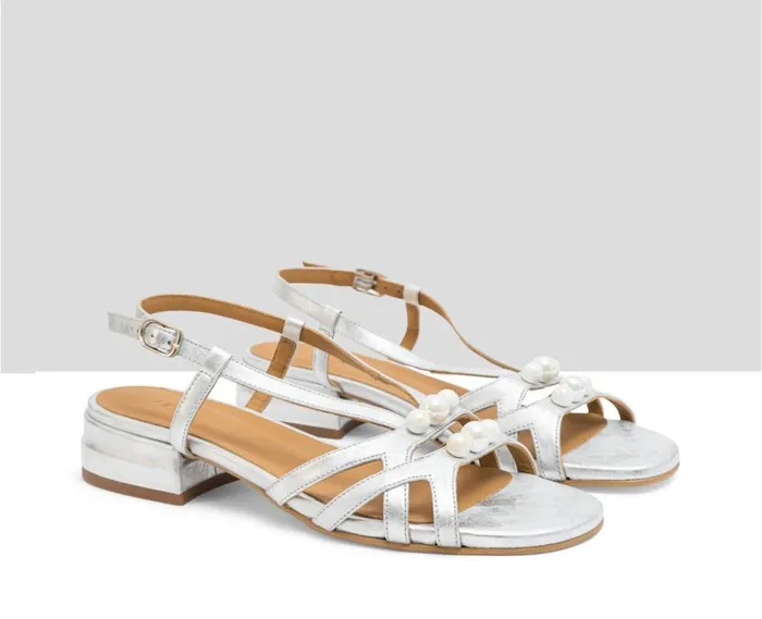 Audley Shoes Low Heel Leather Sandal Luz Metallic Women Flat