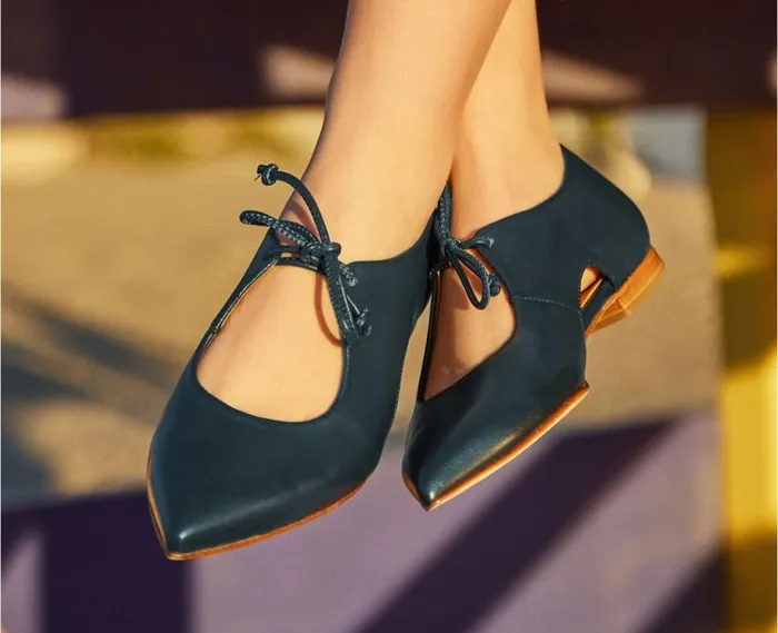 Audley Shoes Low Heel Leather Shoe Jazmin Blue Women Medium Heel