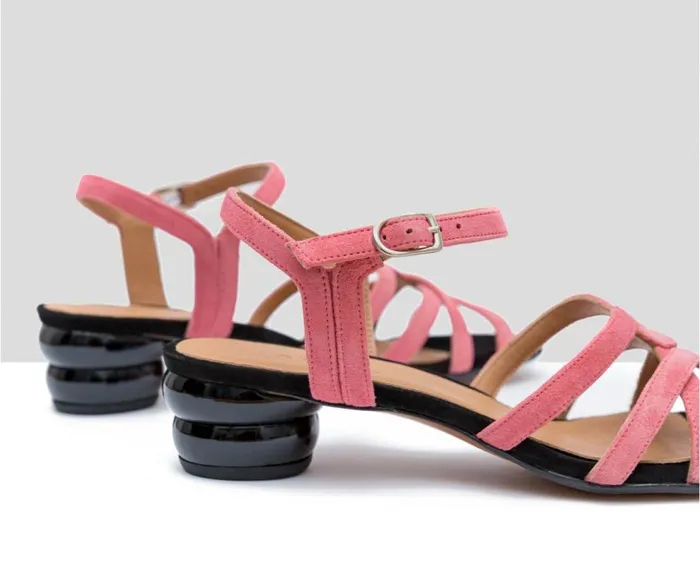 Audley Shoes Medium Heel Leather Sandal Dionisia Black Women Medium Heel