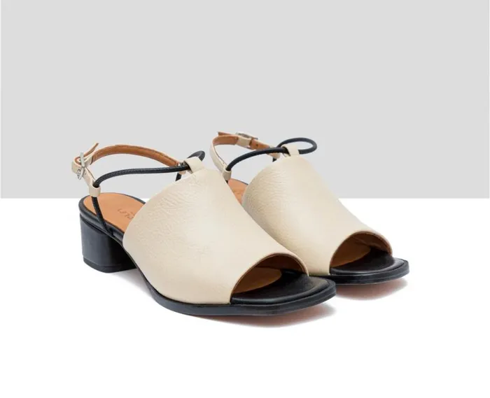 Audley Shoes Medium Heel Leather Sandal Flavina Beige Women Medium Heel
