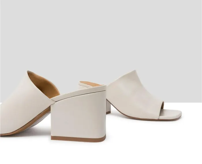 Audley Shoes Medium Heel Leather Sandal Jolanda Bone Women Medium Heel