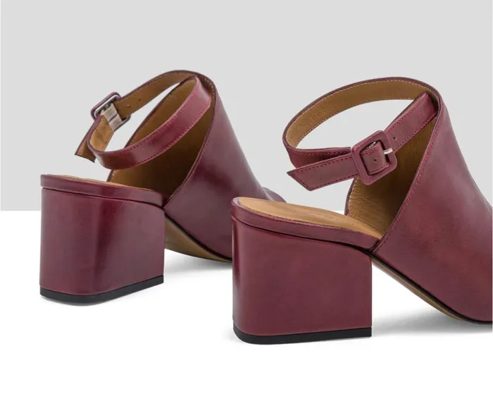 Audley Shoes Medium Heel Leather Sandal Lilian Burdeos Women Medium Heel